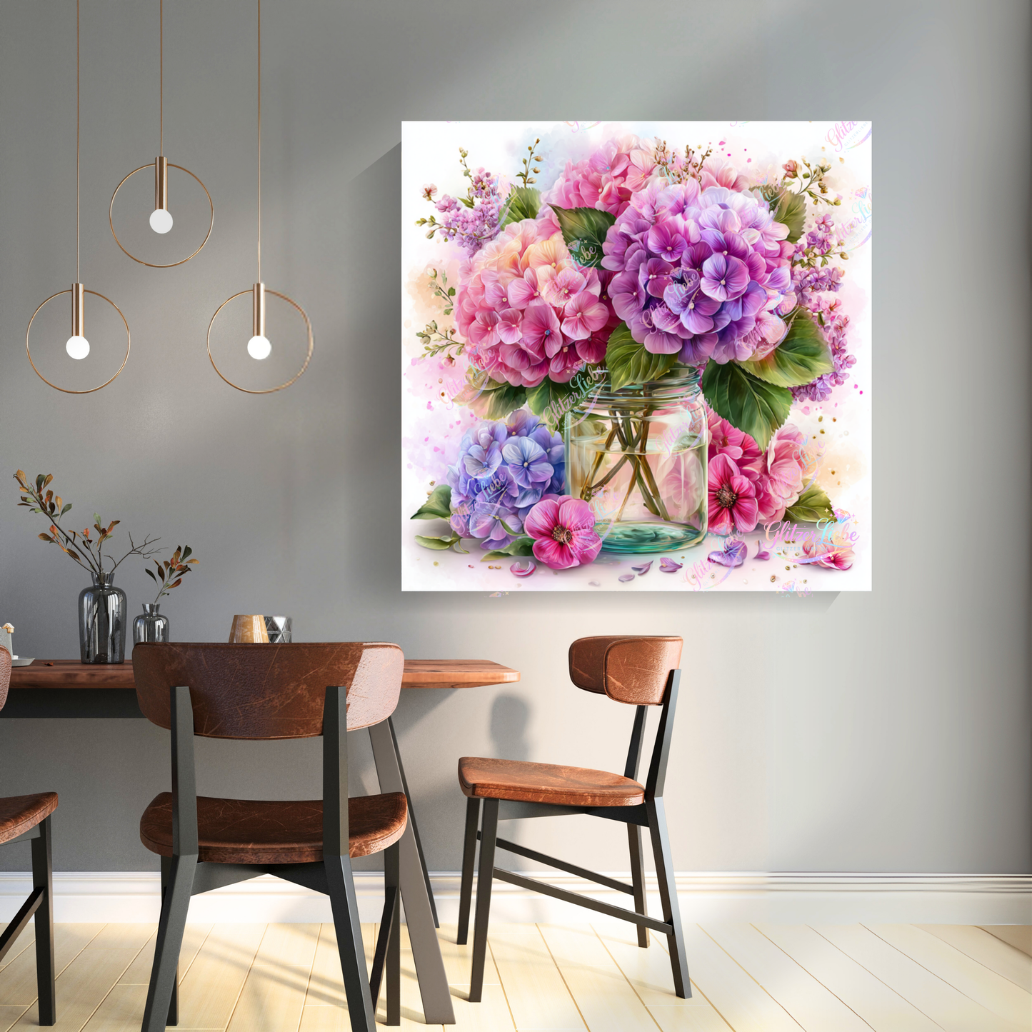 Diamond Painting "Hortensie" by Lisa Morgan, 50x50 cm, 120 Farben, Vorbestellung