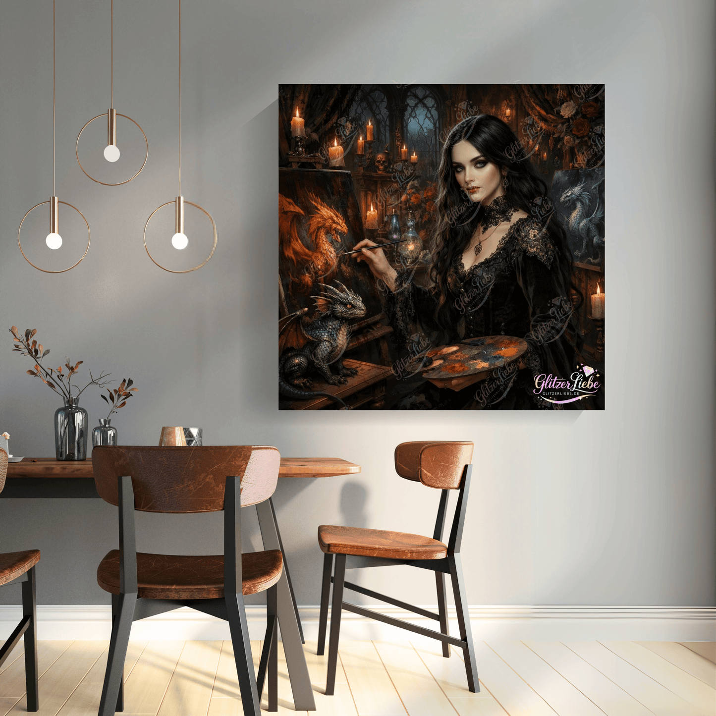Diamond Painting "Die Drachenmalerin" by ALKIRA 80x80 cm mit 227 Farben, Vorbestellung