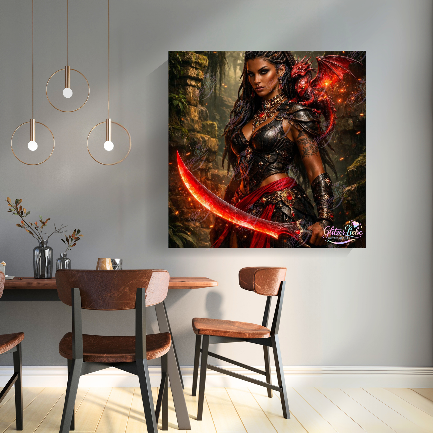 Diamond Painting "Crimson Dragon Warrior" by ALKIRA 85x85 cm mit 244 Farben, Vorbestellung