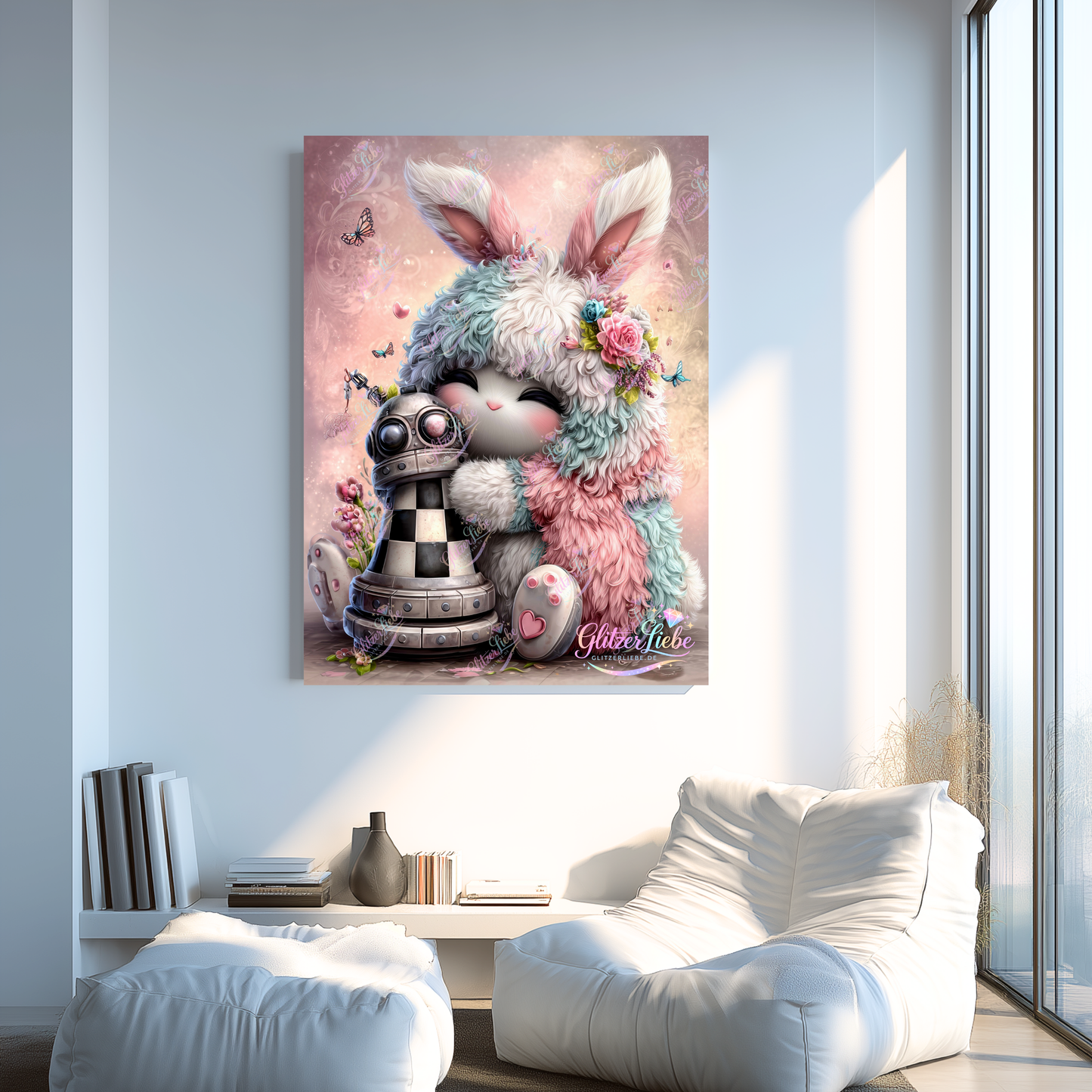 Diamond Painting "Pastell Bunny" by sweet_loco_ai, 50x60 cm mit 95 Farben
