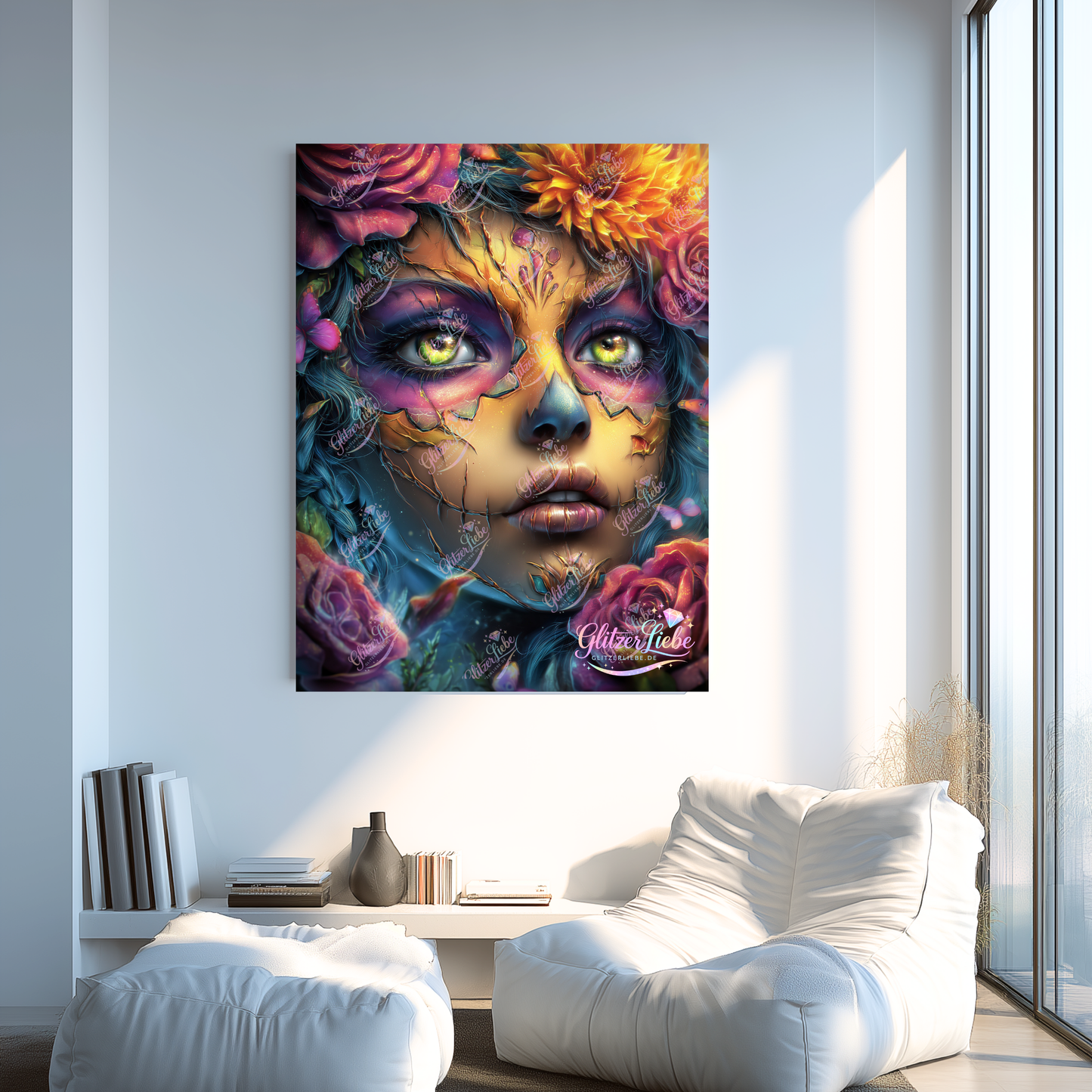 Diamond Painting "Cracked Beauty" by sweet_loco_ai, 55x75 cm mit 229 Farben