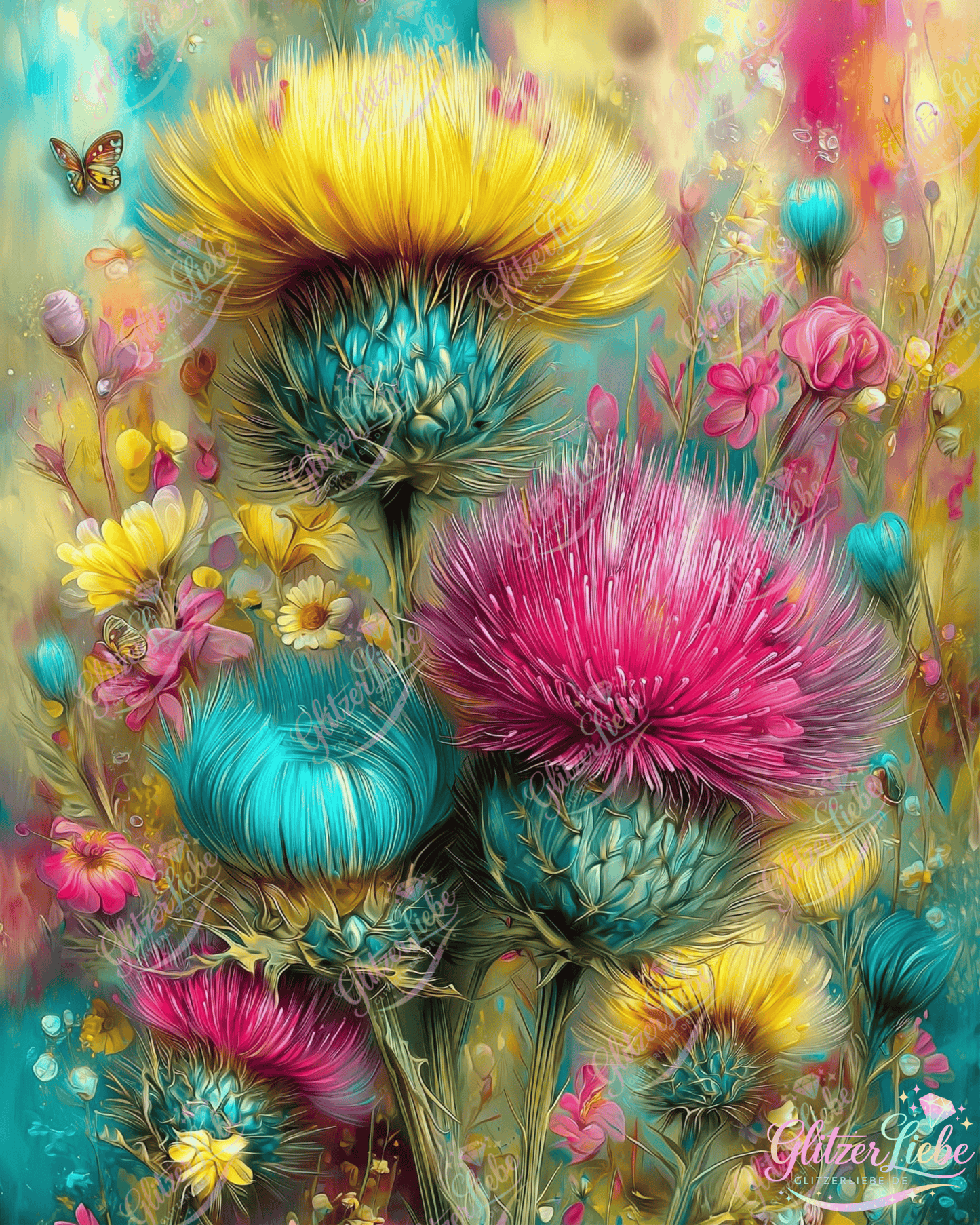 Diamond Painting "Distelgarten" by CleoDora75x100 cm, 369 Farben, Vorbestellung