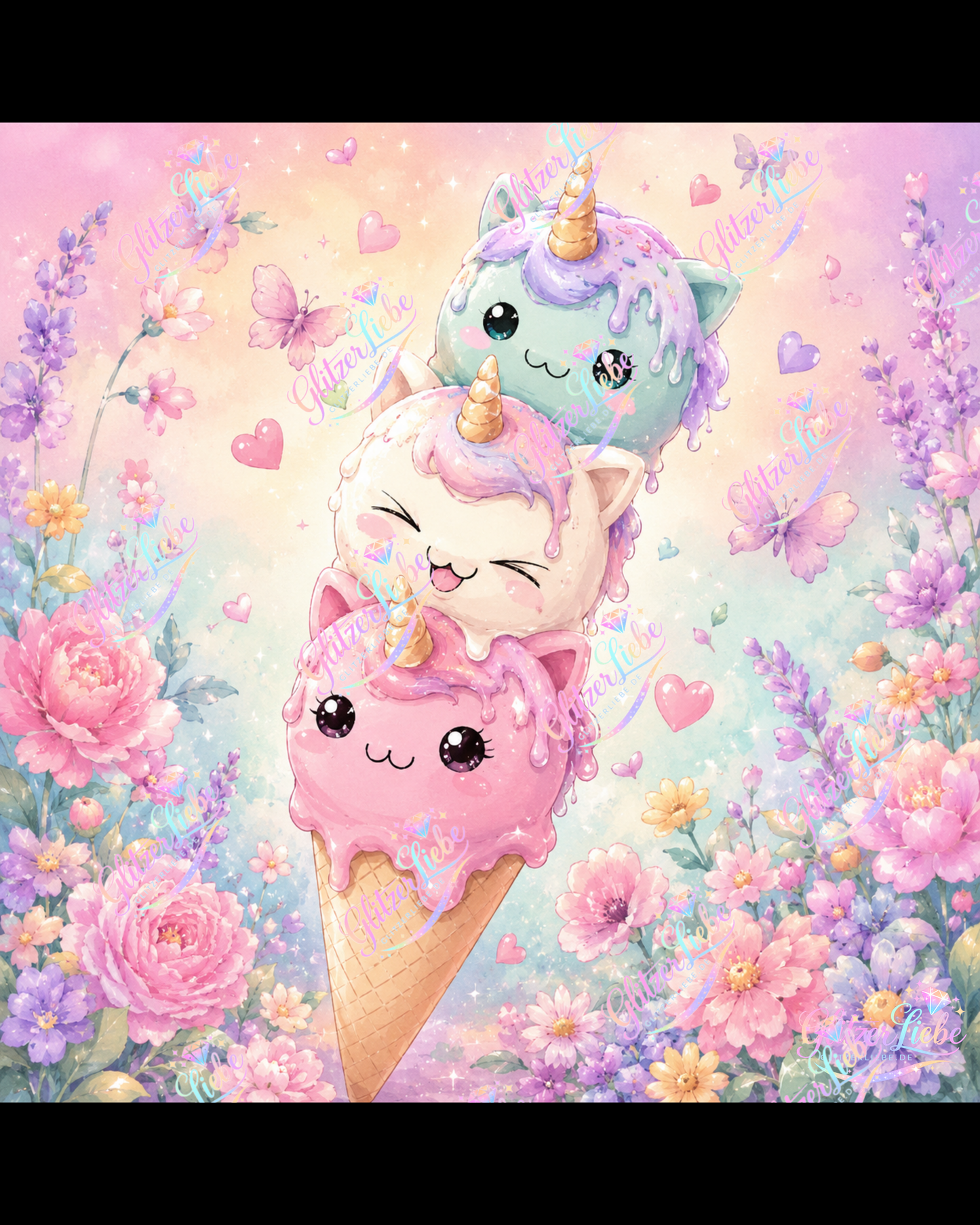 Diamond Painting "Eisküsschen" by tiki_DIAMONDS.ai 60x60 cm, 120 Farben, Vorbestellung