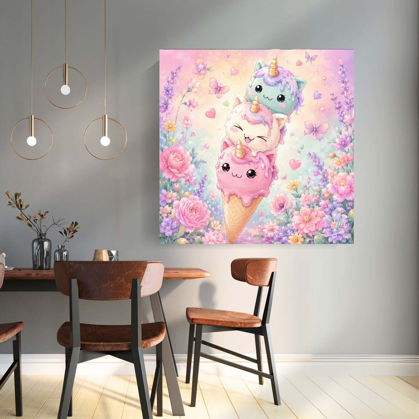 Diamond Painting "Eisküsschen" by tiki_DIAMONDS.ai 60x60 cm, 120 Farben, Vorbestellung