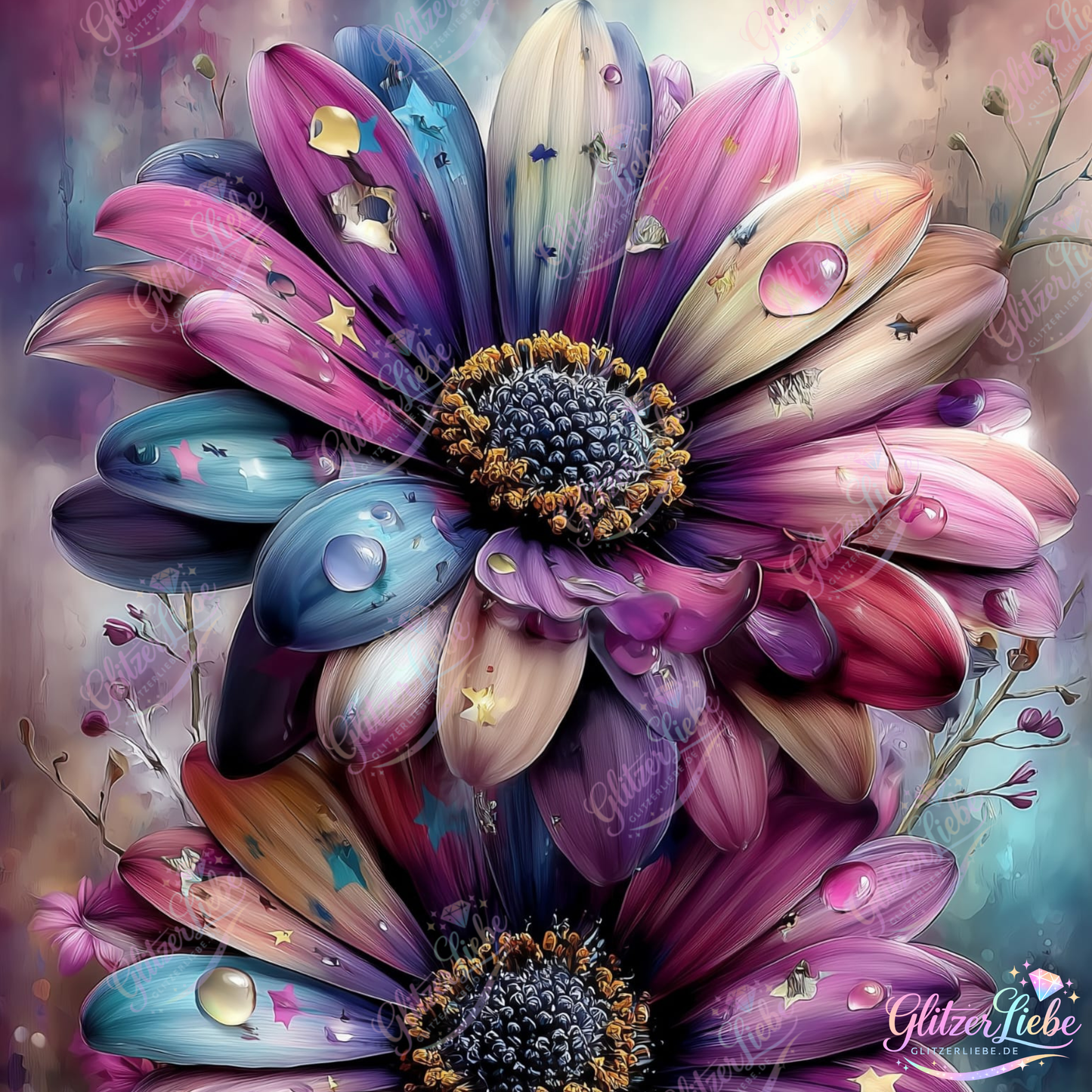 Diamond Painting "Blütenfreude" by CleoDora, 75x100 cm mit 200 Farben, Vorbestellung