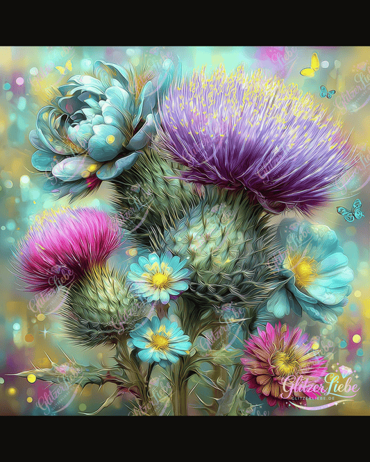Diamond Painting "Blütenfeuerwerk" by CleoDora 80x80 cm mit 321 Farben, Vorbestellung