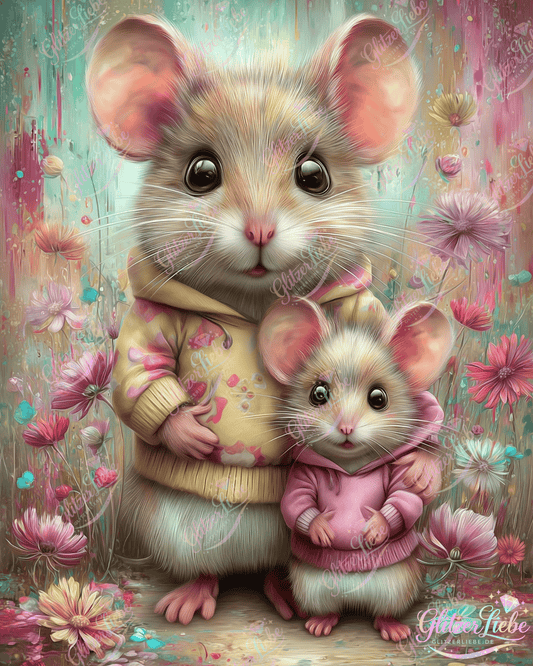 Diamond Painting "Mäuseliebe" by CleoDora 75x100 cm, 259 Farben, Vorbestellung