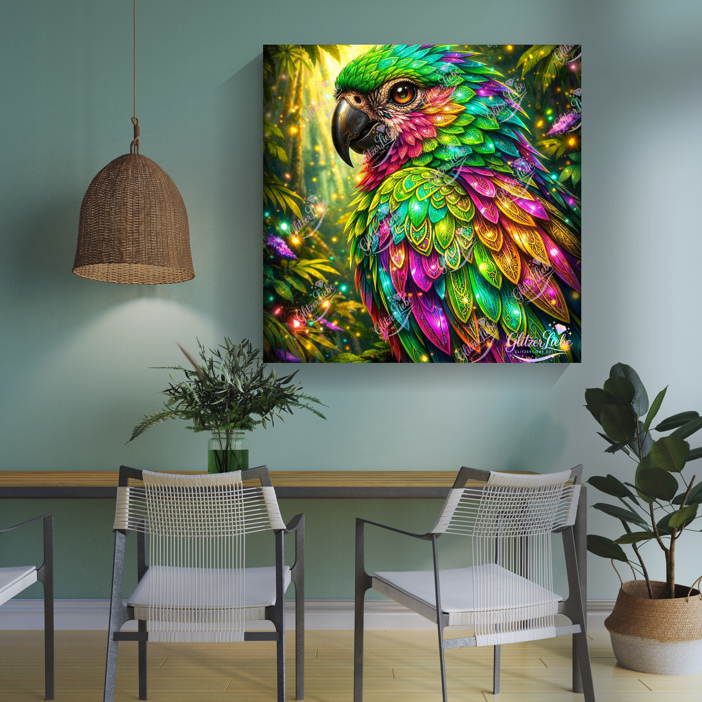 Diamond Painting "Jewels of the enchanted canopy" by ALKIRA 80x80 cm mit 236 Farben, Vorbestellung