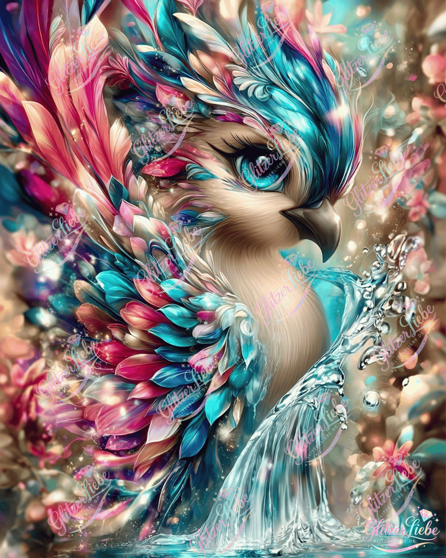 Diamond Painting "Glitzerphönix" by Sandrietta_Ai  in 60x80 cm, 245 Farben, Vorbestellung