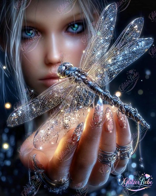 Diamond Painting „Hüterin der Libelle" by Ray Spark 75x90cm mit 150 Farben, Vorbestellung