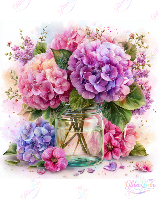Diamond Painting "Hortensie" by Lisa Morgan, 50x50 cm, 120 Farben, Vorbestellung
