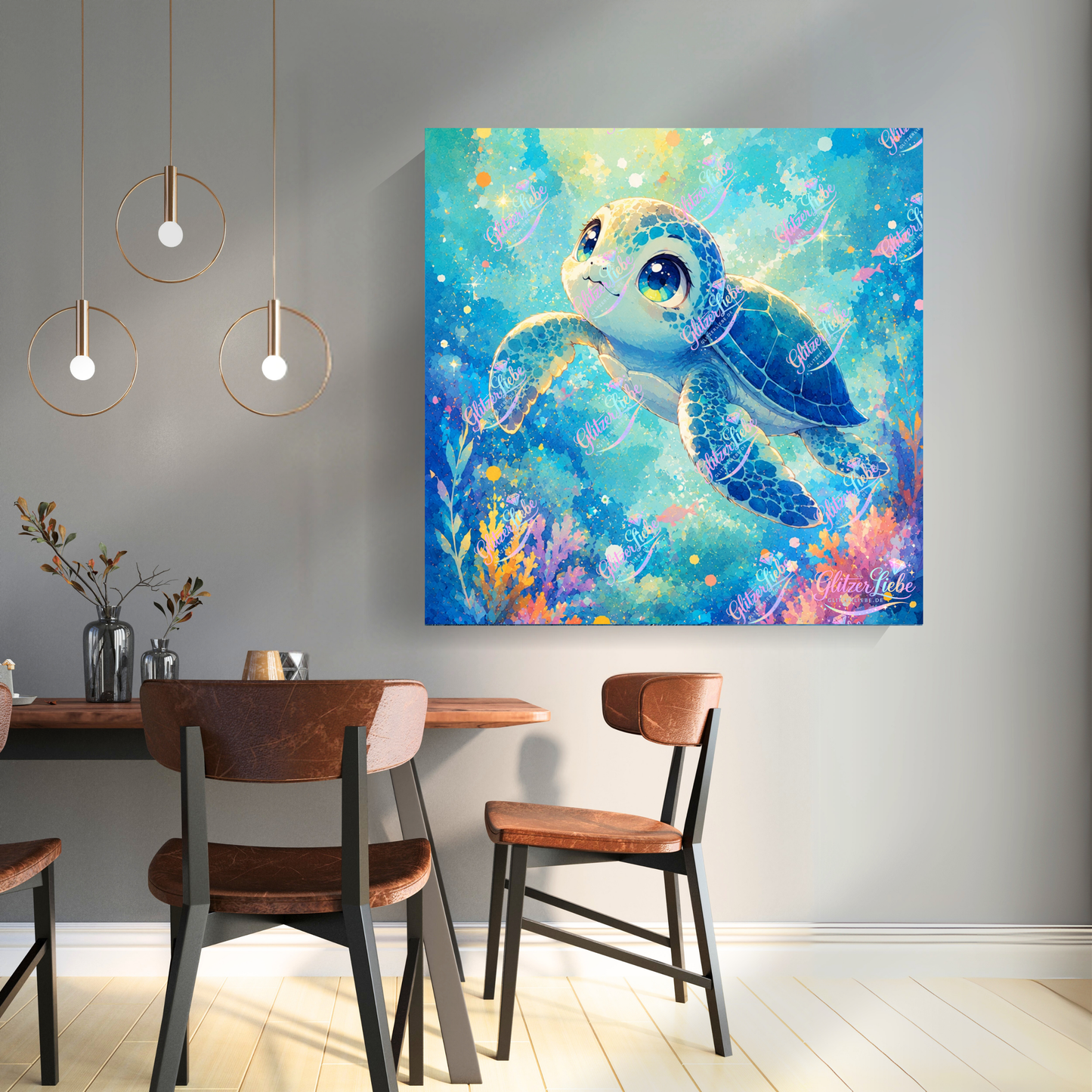 Diamond Painting "Aqua Lumi" by tiki_DIAMONDS.ai 50x50 cm, 113 Farben, Vorbestellung
