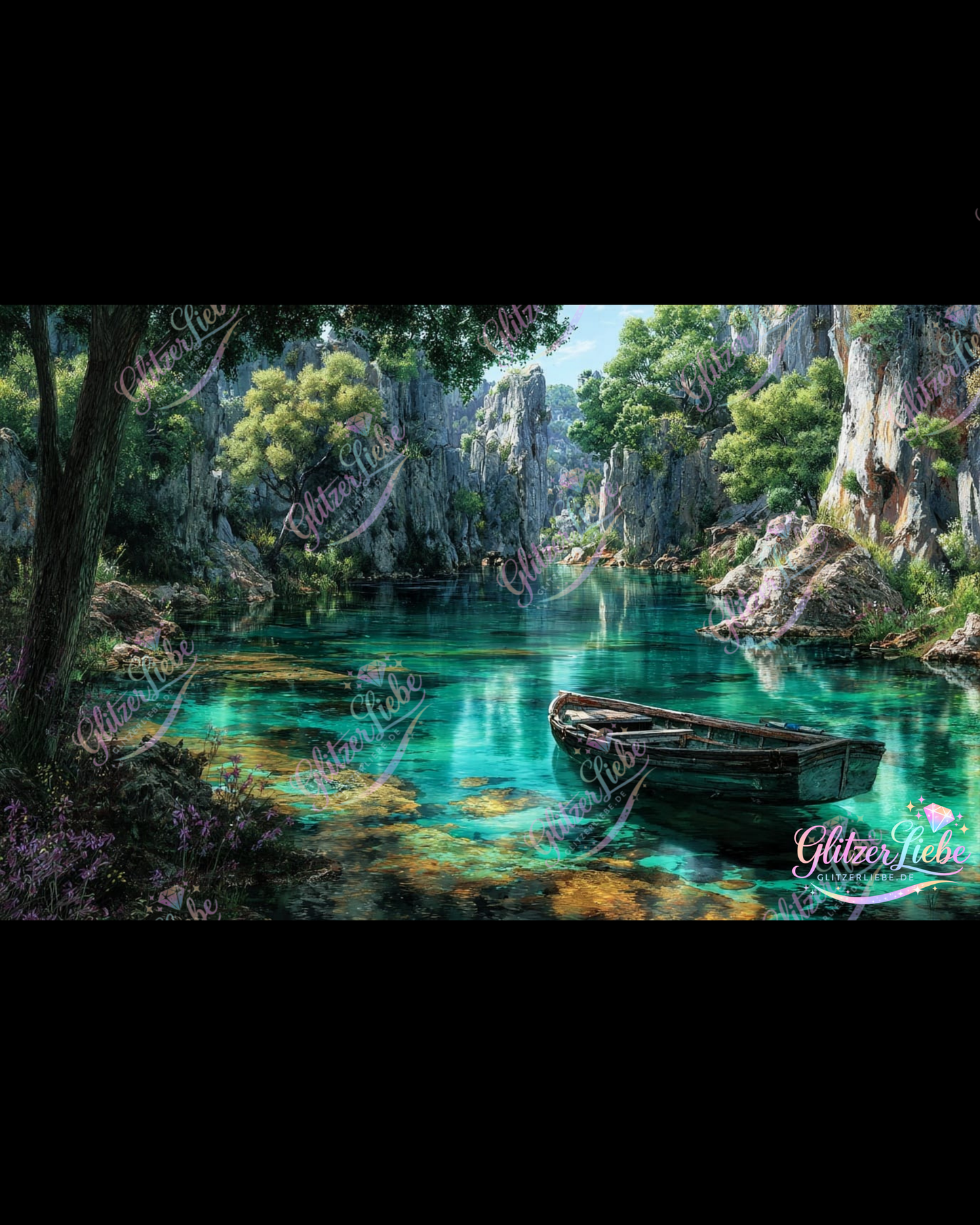 Diamond Painting "Die verborgene Lagune" by Ray Spark, 105x80 cm, 213 Farben, Vorbestellung