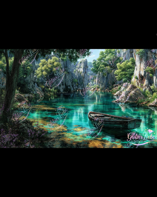 Diamond Painting "Die verborgene Lagune" by Ray Spark, 105x80 cm, 213 Farben, Vorbestellung
