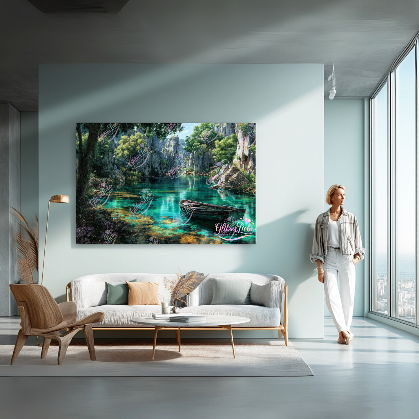 Diamond Painting "Die verborgene Lagune" by Ray Spark, 105x80 cm, 213 Farben, Vorbestellung