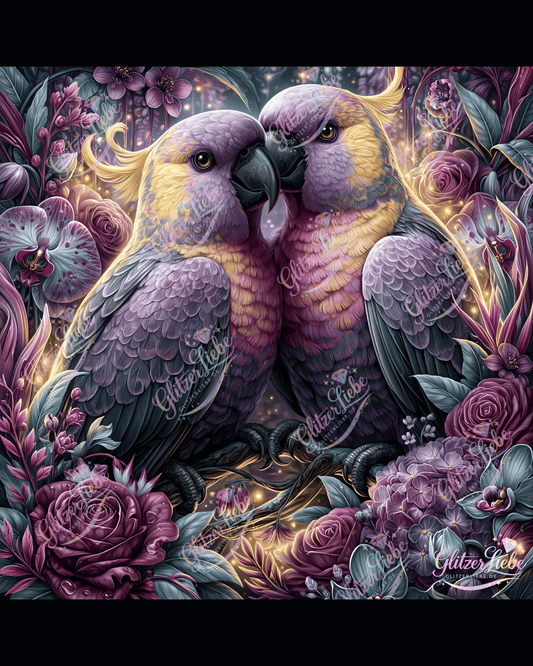 Diamond Painting "Lovebirds" by Lisa Morgan 80x80 cm, 216 Farben, Vorbestellung